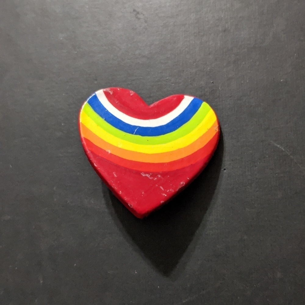 VINTAGE Nance Heart Shaped Rainbow Statement Pin Brooch